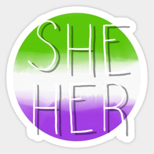 She/Her Genderqueer Flag Sticker